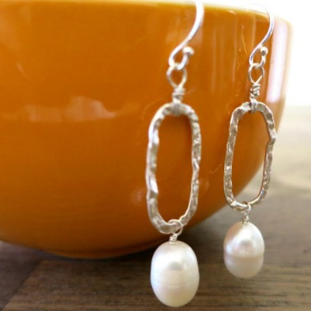 Sterling Silver Freshwater Pearl Dangle Earrings